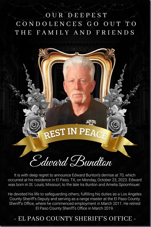 ED BUNDTON CONDOLENCES