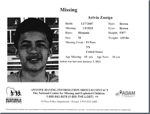 MISSING PERSON AELVIN ZUNIGA