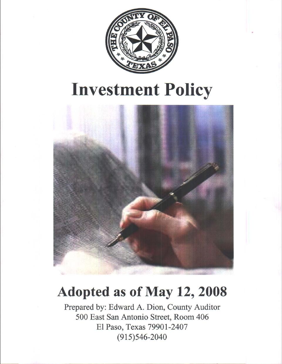 Investment Policy 2006