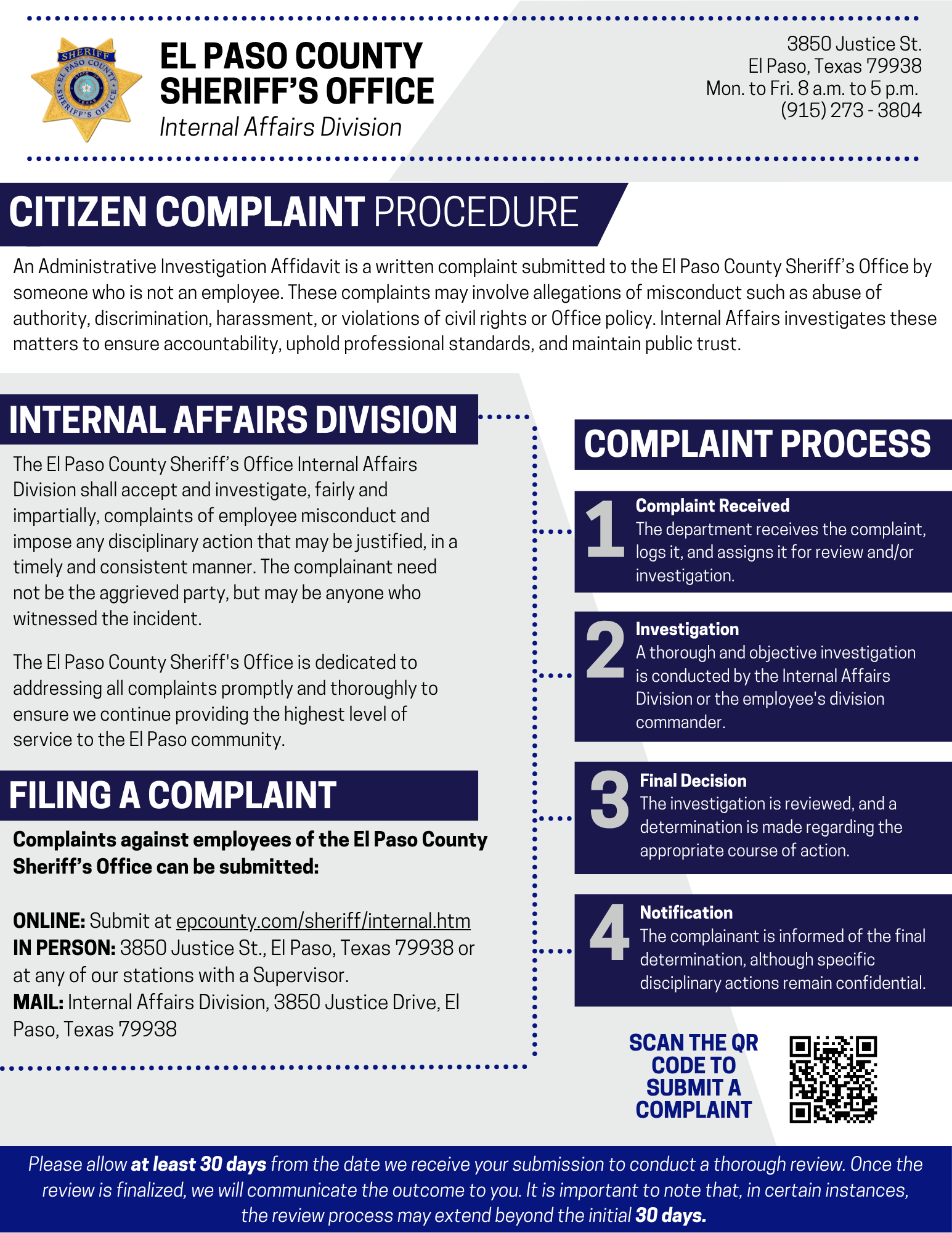Citizen Complaint Procedure/ Procedimiento de Quejas Ciudadanas