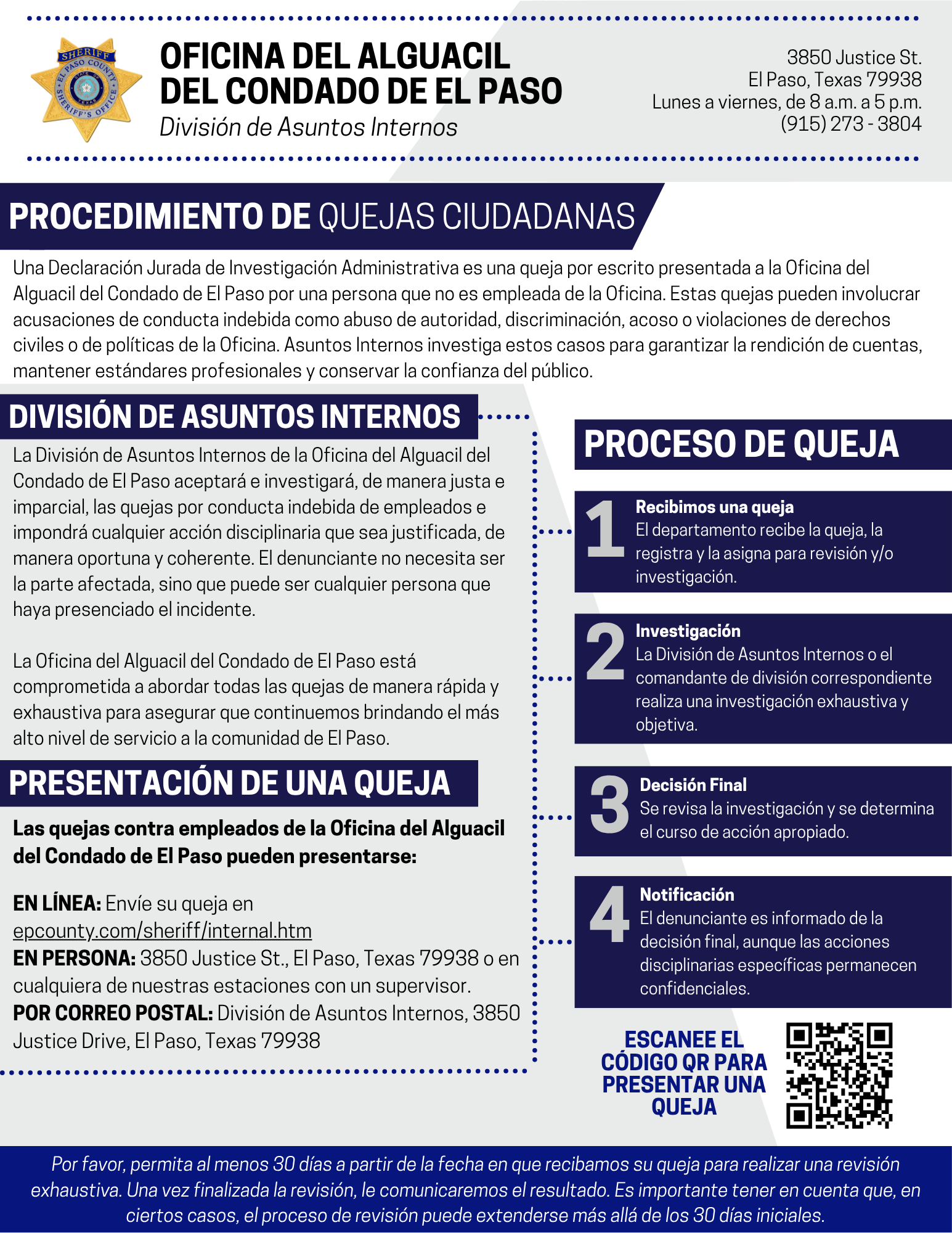 Citizen Complaint Procedure/ Procedimiento de Quejas Ciudadanas